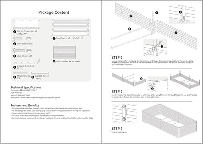8x2x2FT Metal Raised Garden Bed Kit, Galvanized Outdoor Garden Bed Planter Box for Vegetables, Flowers, Herbs, Succulents and More, Black
