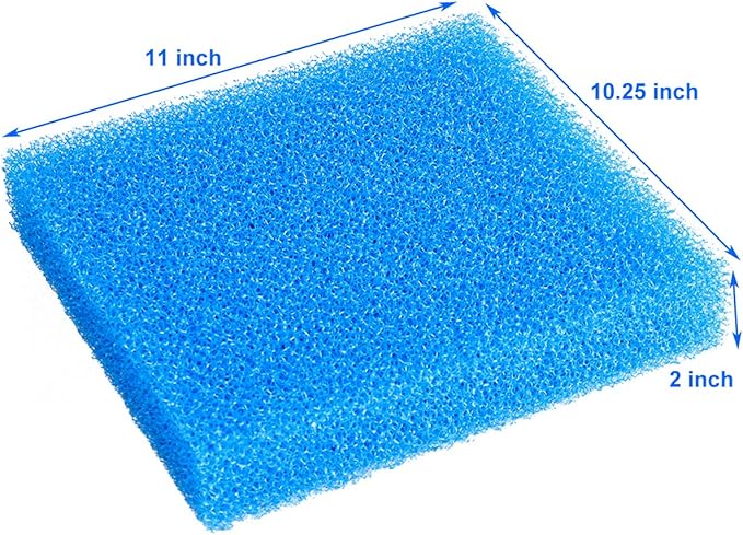 AQUANEAT Aquarium Filter Sponge Open Cell Foam Sheet Bio Sponge Filter Media Pad HMF Fish Tank Sump Divider (11" Lx 10.25" W x 2" H, Blue)