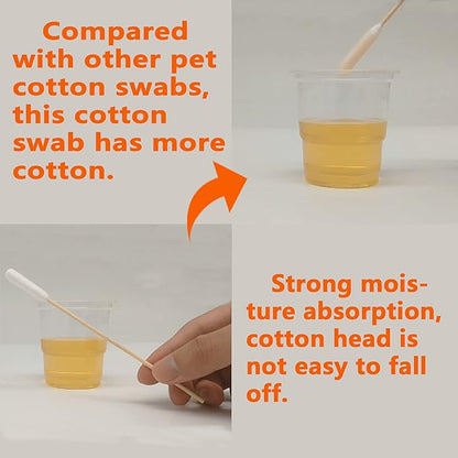 6 Inch Long Cotton Swabs of Medium and Large Pets Ears Cleaning or Makeup 400pcs