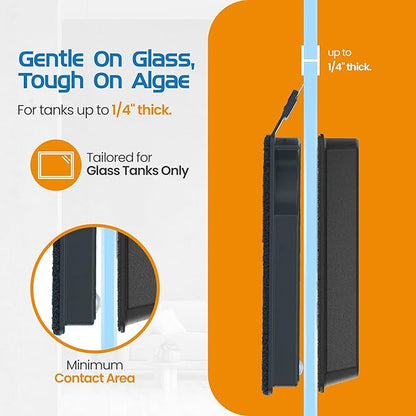 FL!PPER Flipper Cleaner Float - 2-in-1 Floating Magnetic Aquarium Glass Cleaner - Fish Tank Cleaner - Scrubber & Scraper Aquarium Cleaning Tools - Floating Fish Tank Cleaner, Nano