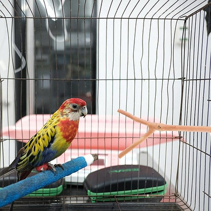 2pcs Bird Parrot Perch Stand Poles, Natural Wooden Parrot Perch for Cage, Branches Fork Rod for Small Parakeets Cockatiels Conure Lovebirds Bird Cage Accessories