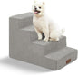 GGIB Non-Slip Pet Stairs for Small Dogs & Cats - 4-Step, Removable Washable Cover, Light Grey, 17" H