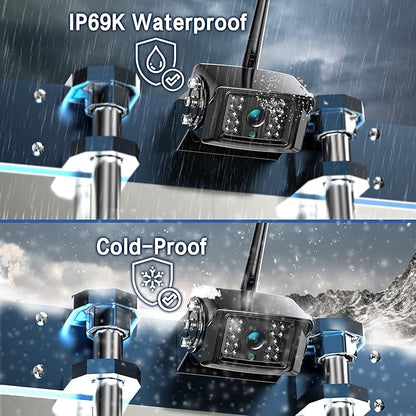 1080P Wireless Backup Camera System with 10 Inch DVR 4 Split Monitor, IP69 Waterproof Stable Signal Record Wireless 1 Rear and 2 Side View Cameras for RV Truck Trailer Camper (BW103)