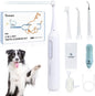 Dog Tooth Brushing Kit,3-in-1 Dog Teeth Cleaning Tools,Ultrasonic Electric Toothbrush & Plaque Remover for Dogs with Water Flosser for Teeth,2 Modes & 3 Intensity Levels,IPX7,1100mAh Battery