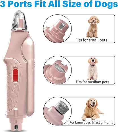 Dog Nail Clippers & Cat Nail Clipper with Catcher, 2 in 1 Dog Nail Trimmers & Grinder with Light for Large Small Dogs Cats,Silent Groom Pro Claw Trimmer, Rechargeable Dogs Nails Grinder Quiet