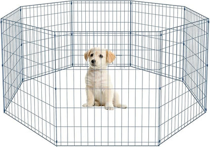 30 Tall Dog Blue Playpen Crate Fence Pet Kennel Play Pen Exercise Cage -8 Panel