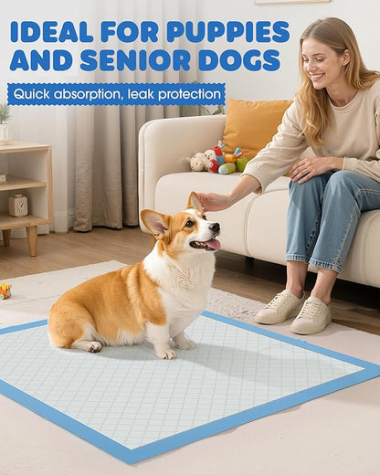 100-Pack X-Large Puppy Pads - 34'' x 28'' Pee Pads for Dogs Potty Training with Leak-Proof Quick-Dry Design, 6-Layer Wee Wee Pads for Dogs, Blue