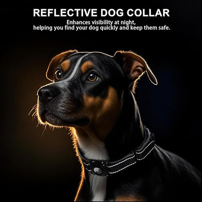 Airtag Dog Collar with Martingale Design, IP68 Waterproof Air Tag Collar Holder, Adjustable Reflective Soft Padded Nylon Dog Collar for Large Medium Small Dogs