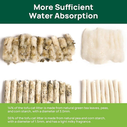 18lbs Mixed Tofu Cat Litter Clumping, Low Dust, Lightweight, Ultra Absorbent and Fast Drying, Natural Pea Husk Bentonite Kitty Litter (9lbs×2bags)