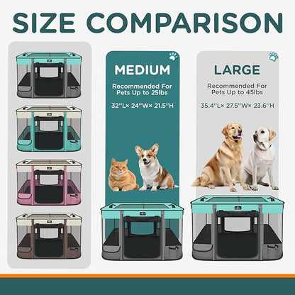 Foldable Pet Kitten Playpen, Waterproof Portable Pet Cat Dog Playpen Kennel Tent for Small Dog Cat, Removable Shade Cover, Come with Free Carrying Case, Indoor Outdoor Use for Small Animals, BlackTeal