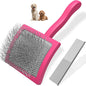 2PCS Slicker Brush for Dogs & Pet Comb,Professional Dog Grooming Brush (Goldendoodles,Poodles,Labradoodles) with Extra Long Pins to Effectively Remove Tangles, Knots and Mats (Pink)