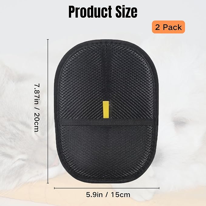 2PCS Pet Hair Removal Glove, 2025 Pet Hair Remover Electrostatic Gloves Washable Reusable Grooming Tool for Cats & Dogs Furniture Bed Sheets Couch Clothes Carpet Car Seat