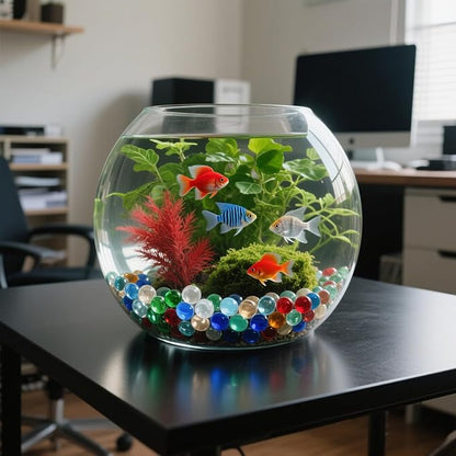 2.16LB Glass Beads Mix Colors Vase Filler Aquarium Gravel Decor Flat Glass Marbles Gems Pebbles Fish Tank Rocks Home Decorative Art Craft - 7 Colors Mixed