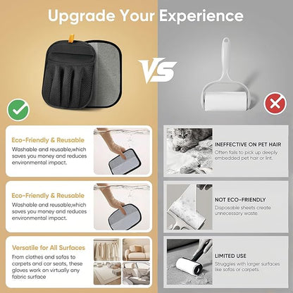 2PCS Pet Hair Removal Glove for Cats & Dogs Five-Finger Electrostatic Magic Brush Pet Hair Remover Glove for Clothing, Couch, Carpet, Furniture, Car Seat