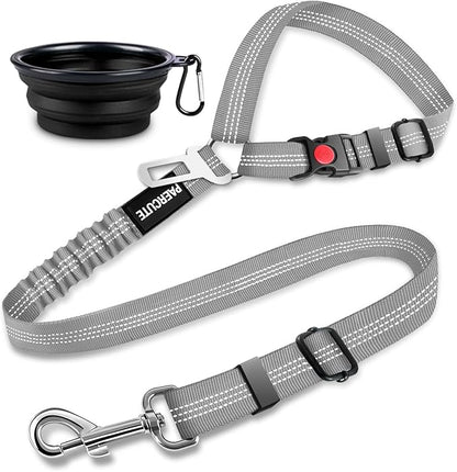 2 Piece Set Retractable Dog Car Seatbelts - Adjustable Pet Seat Belt for Vehicle Headrest Restraint - Heavy Duty & Elastic & Durable Car Harness