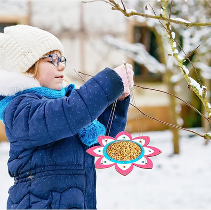 Fennoral 4 Pack Bird Feeder Kits for Kids Make Your Own Bird Feeders Wooden Art and Craft for Girls Boys Ornaments DIY to Paint Bird Feeders Craft for Spring Garden Outdoor Summer Activities Project