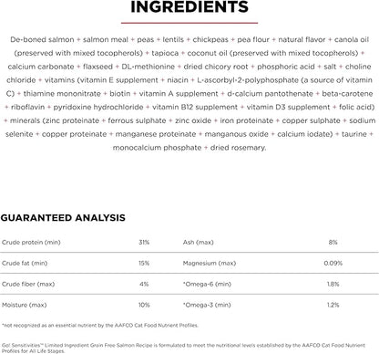 Go! Solutions Sensitivities Limited Ingredient, Grain-Free Dry Cat Food, Salmon Recipe for Sensitive Stomach, 3 lb Bag