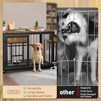 48 Inch Heavy Duty Dog Crate Furniture for Large Dogs, Decorative Pet House End Table, Extra Large Wooden Cage Kennel Furniture Indoor