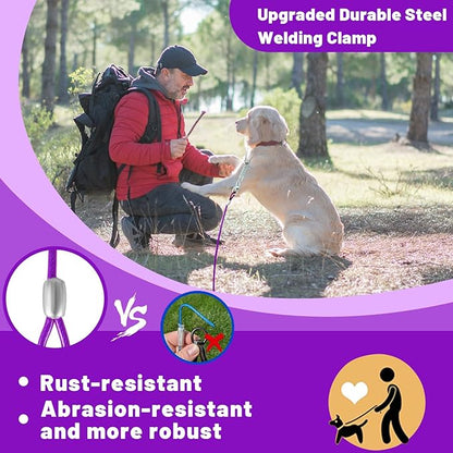 Dog Tie Out Cable - 10/15/20/25/30FT Heavy Duty for Large Dogs Up to 250LBS - Rosy Pink/Blue/Purple/Silver/Red/Green/Yellow