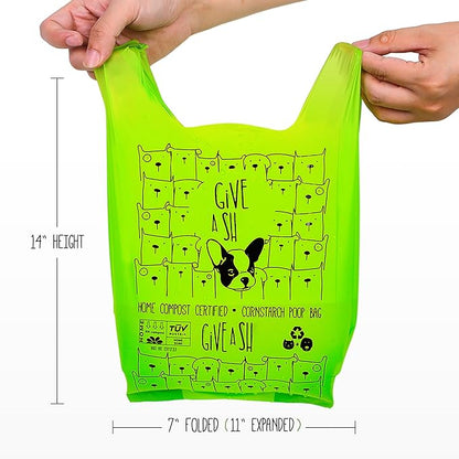 100% Certified Home Compostable Dog Poop Bags with Handles - 10% to Charity - ASTM D6400 & EN 13432 Compliant Large Poop Bags - 120 Bags - Large Pantry Roll of Plant Based Compostable Poop Bags