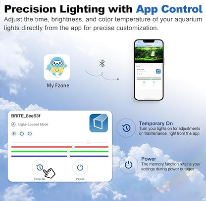 FZONE LED Aquarium Light with APP Control, Full Spectrum for 47-55" Planted Aquariums, Timer Sunrise/Sunset,72W (Light 120)