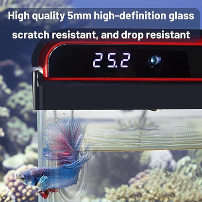 10 Gallon Glass Fish Tank Aquarium Starter Kit - Self-Cleaning with 3-Color LED Lights, Ultra-Quiet Pump & Filter, Smart Temperature Monitoring for Betta, Shrimp, and Tropical Fish