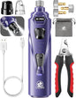 Dog Nail Grinder with 2 LED Lights Powerful 2 Speeds Super Quiet Dog Nail Trimmers with 3 Grinding Wheels Rechargeable Pet Dog Nail Clippers for Large Medium Puppy Dogs Dog Nail File Cat Nail Clipper