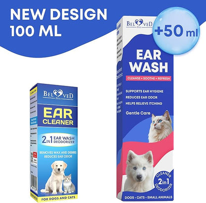 Ear Cleaner Drops & Wash Solution for Cats and Dogs – Gentle Ear Hygiene, Wax Removal & Odor Control for Pets
