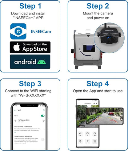 1080P Solar Magnetic Wireless Backup Camera, 90 Days Standby Rechargeable Battery, Waterproof Rear/Front View Camera for Hitching Boat Trailer Horse Pickup RV Car for iPhone iPad Android