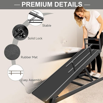 ABORON Dog Ramp,Adjustable Folding Pet Ramp for Bed,Couch,SUV - High Traction Portable Rubber Paw Ramps,Great for Small & Large Old Dogs & Cats, Supports up to 200 lbs,55''Long