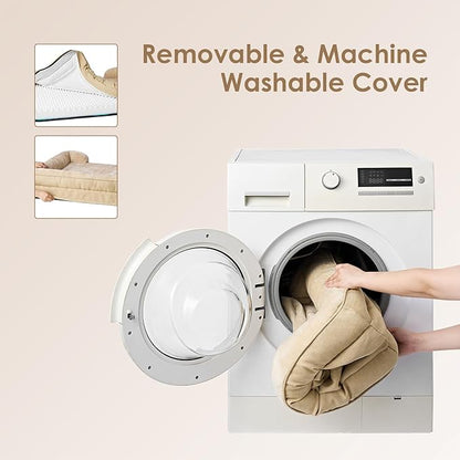 EHEYCIGA Orthopedic Dog Beds for Extra Large Dogs, Waterproof Memory Foam XL Pet Bed with Sides, Non-Slip Bottom and Egg-Crate Foam Big Dog Couch Bed with Washable Removable Cover, Greige