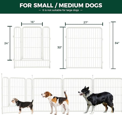 FXW Rollick Unleashed Dog Playpen for Indoor, Yard, RV Camping, 32 inch 24 Panels for Small and Medium Dogs, White│Patented
