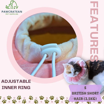 Adjustable Comfy Flower Style Elizabeth Collar for Cats and Puppies Soft Recovery Cone Pet Protective Neck Collar (Pink, Medium)