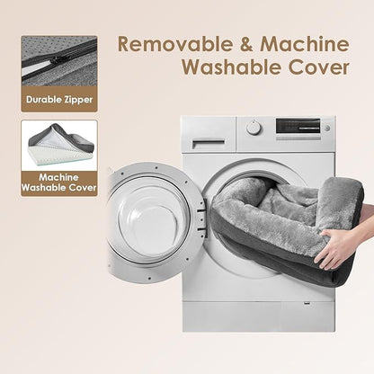 EHEYCIGA Memory Foam Dog Bed for Large Sized, Orthopedic Dog Sofa with Sides and Waterproof Liner, Washable Bolster Pet Bed Couch with Removable Cover, 36x27x7 Inch, Grey