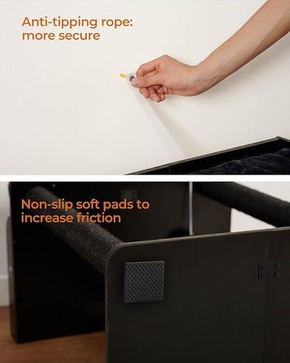 FourFurPets 26.7in Cat Tree Tower Condo, Cat Scratch Posts for Indoor Cats, Big Plate, Three 23.6in Full Sisal Scratching Posts, Black