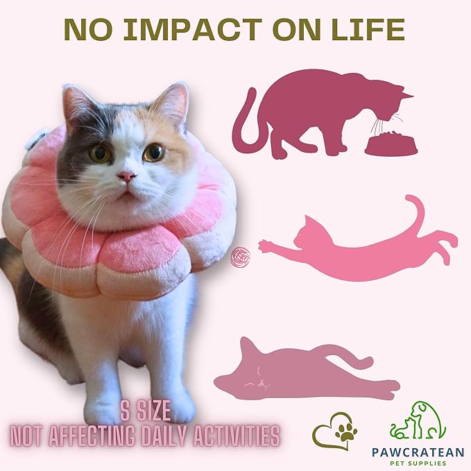 Adjustable Comfy Flower Style Elizabeth Collar for Cats and Puppies Soft Recovery Cone Pet Protective Neck Collar (Pink, Small)