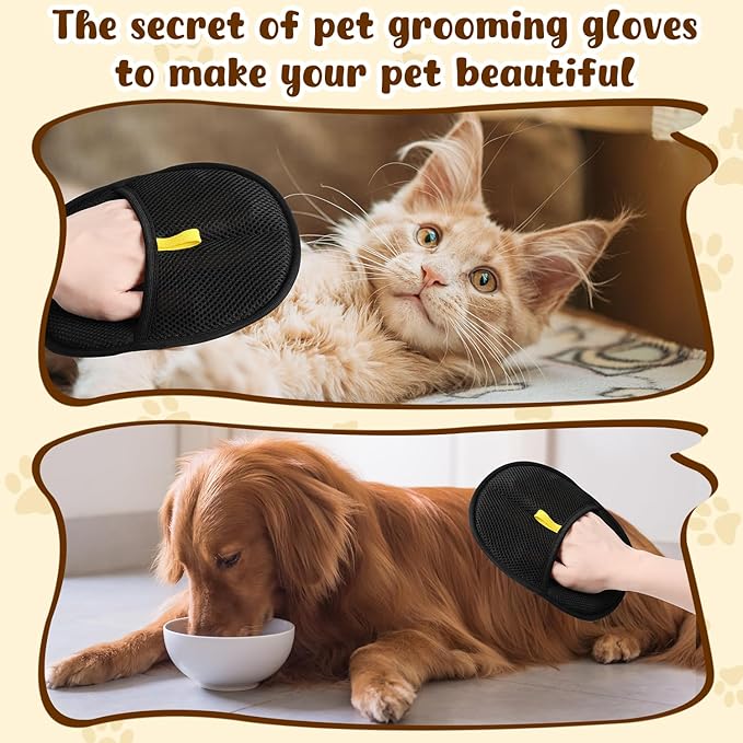 2Pcs Pet Hair Removal Glove, New Upgrade Efficient Grooming Gloves for Pet Hair,Cat Grooming Gloves for Hair Removal,Versatile Reusable Electrostatic Pet Hair Remover Glove