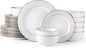 GBHOME Ceramic Dinnerware Sets, 24 pcs Embossed Elegant Stoneware Plates and Bowls Sets, Housewarming Wedding Gift | Dishwasher & Microwave Safe | Dishes Set Service for 8