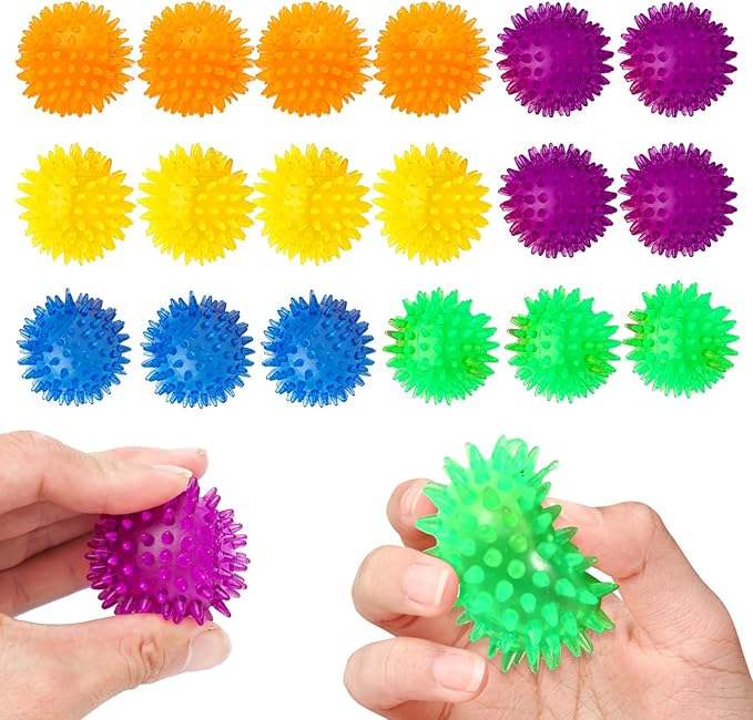 18pcs Fidget Spiky Ball Toys Stress Relief Sensory Toy for Kids Adults Toddlers, Squishy Squeeze Ball for Party Favors, Pinata Fillers, Goodie Bag Stuffers