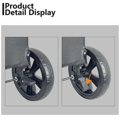 Extra Large Dog Stroller for Medium & Large Pets - Foldable Design, Adjustable Handle, Up to 130 lbs(Red)