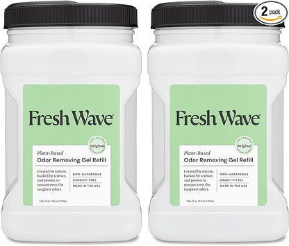Fresh Wave Odor Removing Gel Refill, 63 oz., Pack of 2 - Safer Odor Absorbers for Home, Natural Plant-Based Odor Eliminator, Every 15 oz. lasts 30-60 Days, For Cooking, Trash & Pets