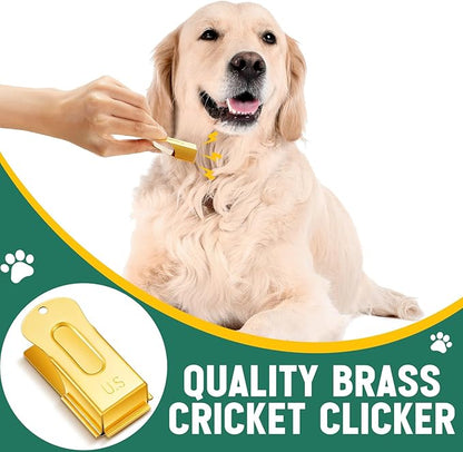 2 Pieces Brass Pet Training Clicker Signaling Cricket Clicker Metal Dog Clicker for Puppy Cats Trainer Pet Owners (Gold)