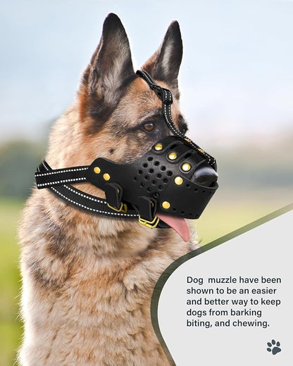 Dog Muzzle, Leather Basket Soft Muzzles Medium Large Breeds, Pitbull Dog Muzzle Amstaff Staffordshire Terrier, German Shepherd Dalmatian Doberman Adjustable (M)