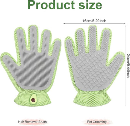 2 in 1 Pet Grooming Glove for Cats & Dogs, Efficient Deshedding Brush Pet Long Short Fur Removal Glove, Gentle Massaging Puppy Kitten Bathing Grooming Brush Tool, Easy Clean Floating Hair Mitt