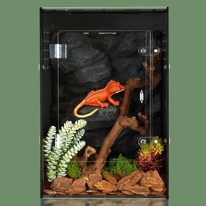 12x12x18 Reptile Enclosure – Acrylic Reptile Tank for Gecko, Snake, and Lizard – Compact PVC Terrarium for Small Pets