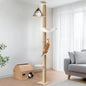 FUKUMARU Floor to Ceiling Cat Tree, 6 Level Adjustable Height (6-10 ft) Climbing Tower with Thickened Scratching Posts, Cats Activity Center with Cozy Hammock - Beige