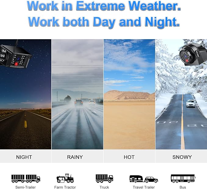 Fookoo HD 1080P 9" Wireless Backup Camera System, 9-inch Quad Split Screen Monitor w/Recording, IP69 Waterproof Side View Rear View Cameras, Digital Signal, Parking Lines for RV/Truck/Trailer (DW9T4)