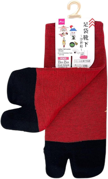 Japan Style Tabi Socks for Split Toe, Comfortable Tabi Toe Socks for Unisex Mt. Fuji, Lucky Cat, Sushi, Sumo, Ukiyoe, Hokusai