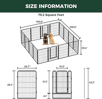 FXW Rollick Unleashed Dog Playpen for Indoor, Yard, RV Camping, 40 inch 16 Panels for Medium and Large Dogs│Patented