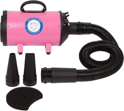 Flying Pig High Velocity Dog Pet Grooming Dryer w/Heater (Model: Flying One, Pink)